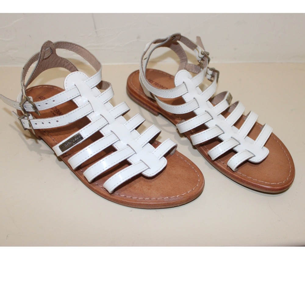 Les Tropeziennes par M Belarbi Leather Gladiator Sandals Women 37 White